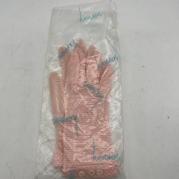 Hansen Womens Vintage Day Gloves Pink Size 6 Knit Texture Button Accent - Picture 6 of 6